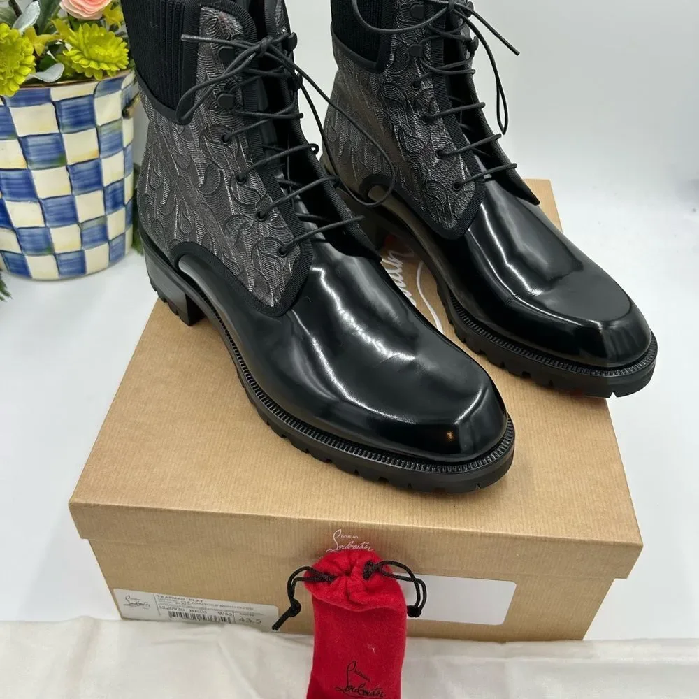 Men's Christian Louboutin Trapman leather boots size 43.5 made in Italy - Picture 2 of 10